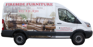 Fireside Furnitures custom wrapped delivery van never carries bedding or used furniture