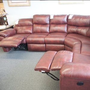 Comfort Plus Top Grain Leather Sectional fully reclined