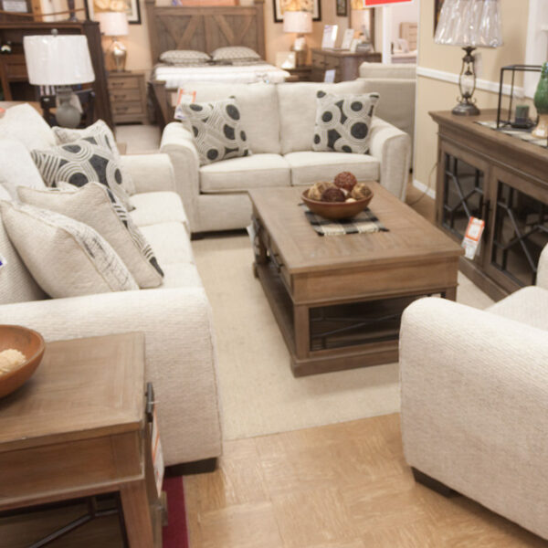 decorators choice sofa set at Fireside with sofa, loveseat, chair.