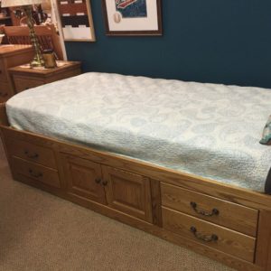 oak storage bed, full extension drawers, made in america