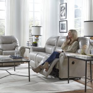 Leather Comfort transitional reclining living room set
