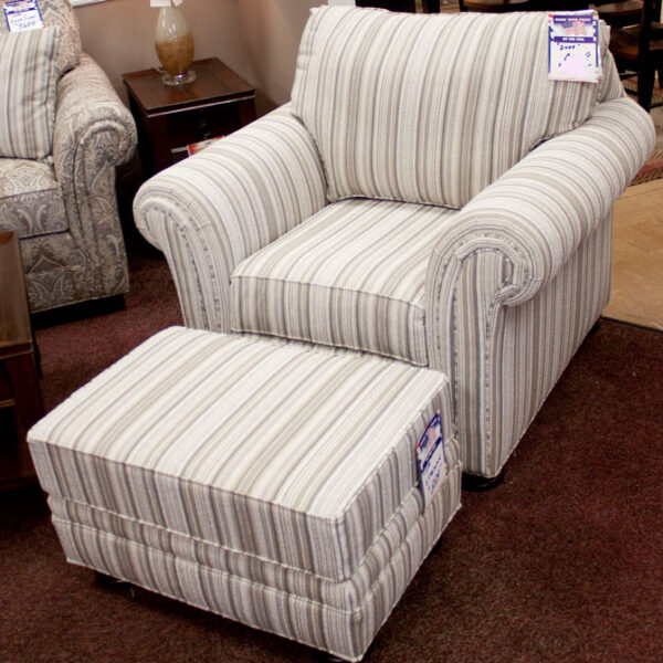Features abound in this quality chair and ottoman as shown at Fireside Furniture