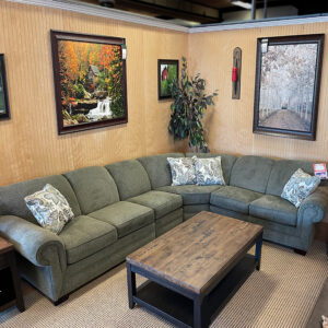 collection is the epitome of effortless, casual style and extreme comfort. Its transitional style is highlighted by its padded roll arm, exposed block leg, and comfortable seat. Available as a sectional, sofa, loveseat, chair, ottoman, chair and a half, and ottoman and a half as well as twin, full, and queen sleeper.