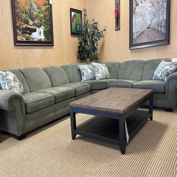 collection is the epitome of effortless, casual style and extreme comfort. Its transitional style is highlighted by its padded roll arm, exposed block leg, and comfortable seat. Available as a sectional, sofa, loveseat, chair, ottoman, chair and a half, and ottoman and a half as well as twin, full, and queen sleeper.