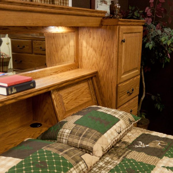solid wood bedroom set showing headboard detail