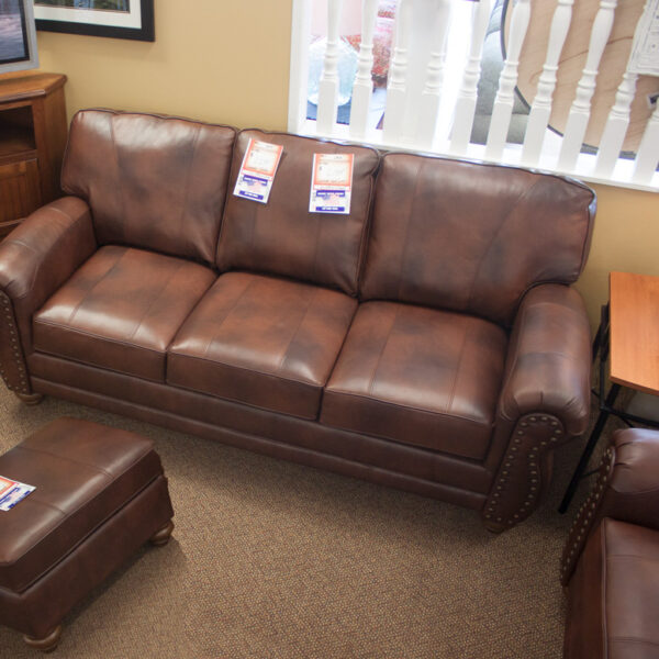 top grain leather sofa with chair and ottoman
